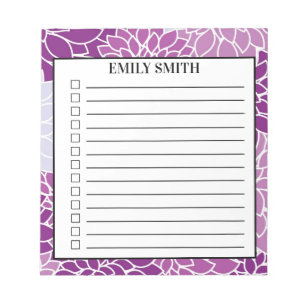 Lila Blumen To-Do-Checkliste Notizen Notizblock