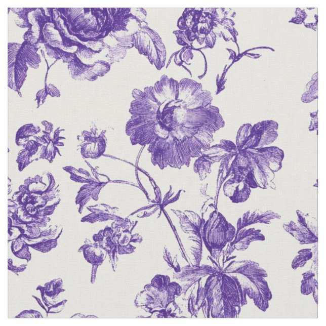 Lila Blumen-Toile-Muster Stoff (Nahaufnahme)