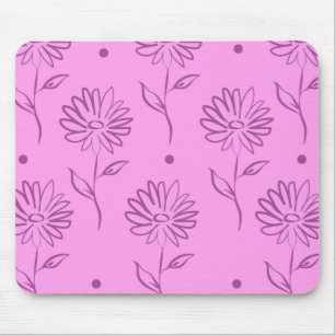 Lila Blumen Umriss Muster Mousepad