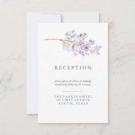 Lila Blumen und Branntwatercolor-Empfang Einladung