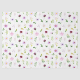 Lila Blumen und Foliage Muster Seidenpapier