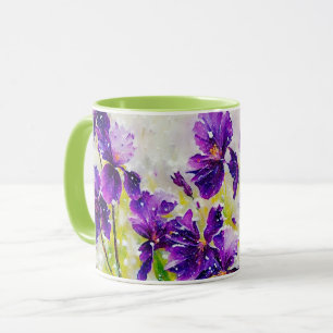 Lila Blumen und Frühlingsschnee Fallende Kunst Tas Tasse