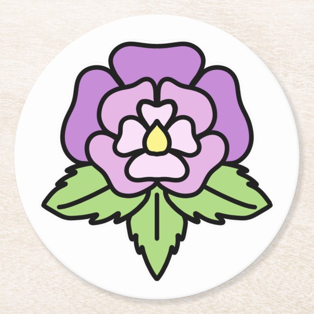 Lila-Blumen-Untersetzer Runder Pappuntersetzer (Vorderseite)