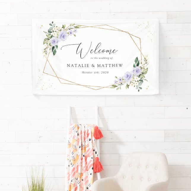 Lila Blumen, weiße Blume, Begrüßung Banner (Insitu)