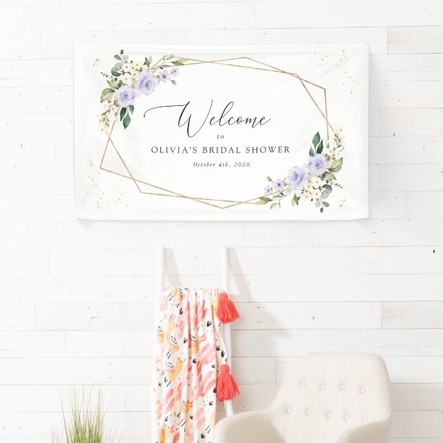 Lila Blumen, weiße Blume, Begrüßung von Bridal Banner (Insitu)