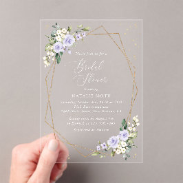 Lila Blumen, weiße Blume, Boho, Brautparty Acryleinladungen