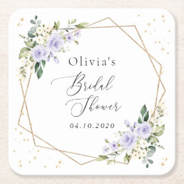 Lila Blumen, weiße Blume, Boho, Brautparty Rechteckiger Pappuntersetzer