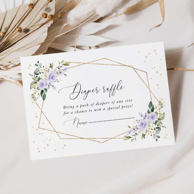 Lila Blumen, weiße Blume, Boho, Windelherde Begleitkarte (Von Creator hochgeladen)