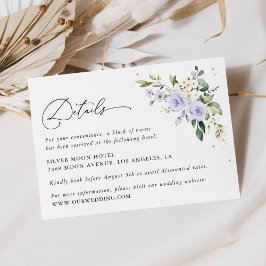 Lila Blumen, weiße Blume, Hochzeitdetails Begleitkarte
