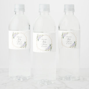 Lila Blumen, Weiße Blumen, Boho, Babyparty Wasserflaschenetikett