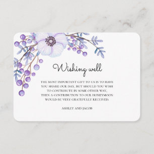 Lila Blumen Wunschbrunnen. Florales Hochzeitseleme Begleitkarte