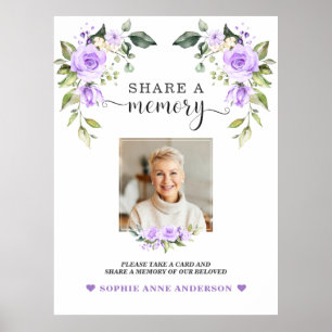 Lila Blumen zeigen ein Erinnerungssträßchen-Zeiche Poster