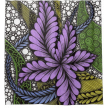 Lila Blumen-Zentangle-Duschvorhang - Wei