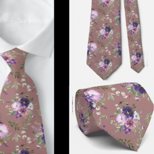 Lila Blumenaquarell-Lavendelblumen Krawatte