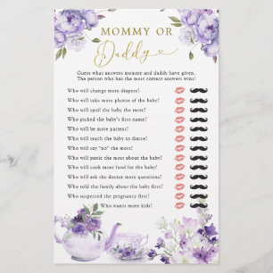 Lila Blumenbaby-Dusche Tee Party Mommy oder Daddy