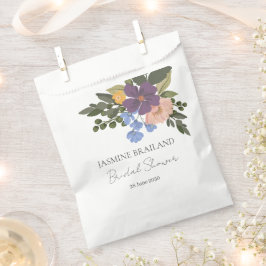 Lila Blumenbeete und Grüne Bouquet Brautparty Geschenktütchen