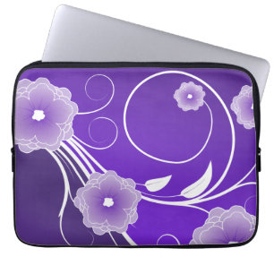 Lila Blumenblüten und Wirbel Laptopschutzhülle