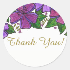 Lila Blumendanke Runder Aufkleber