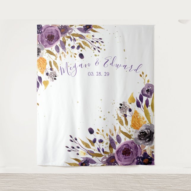 Lila Blumendecke Empfang Dekoration Wandteppich (Vorderseite)