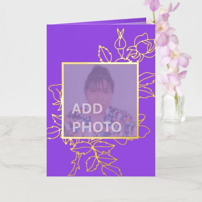Lila Blumendesign Foto Gold Foil Card (Orchidee)