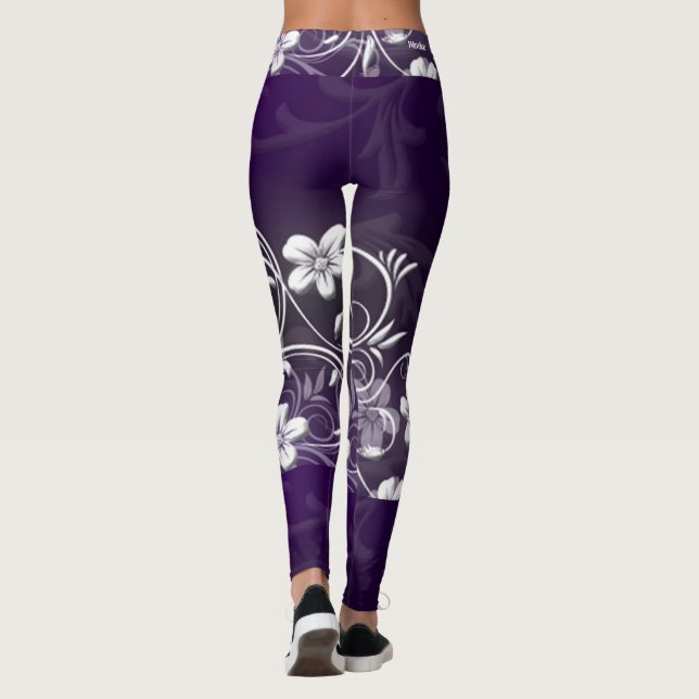 Lila Blumendruck-Leggings Waveline Entwurf Leggings (Rückseite)