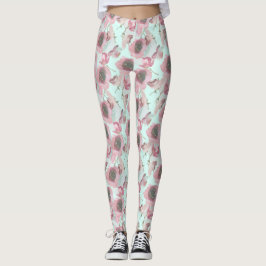 Lila Blumendruckblauer Leggings