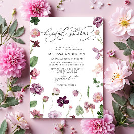 Lila Blumendusche Einladung