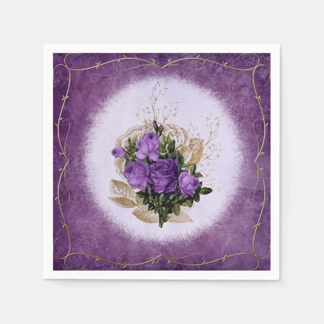 Lila Blumene Papier Servietten (Vorderseite)