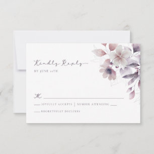 Lila Blumenehe RSVP Karte