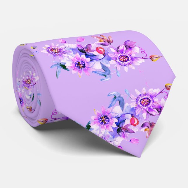 Lila Blumenfarbe Krawatte (Gerollt)