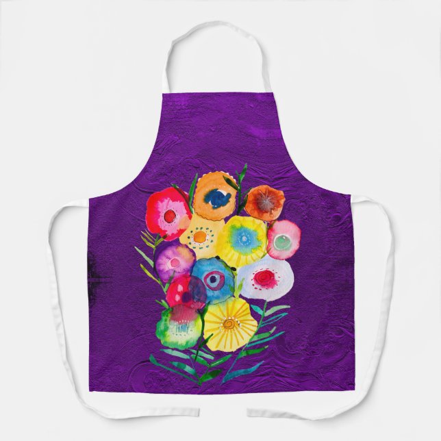 Lila blumenfarbene Blume Schürze (Vorderseite)