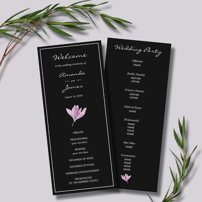 Lila Blumenfeier Programm (Purple Floral Wedding Ceremony Programs)