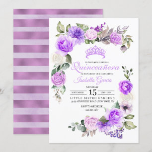 Lila Blumenfrühling Quinceanera Geburtstag Invitat Einladung