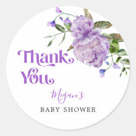 Lila Blumengarten Babydusche Gefallen Runder Aufkleber