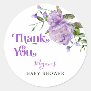 Lila Blumengarten Babydusche Gefallen Runder Aufkleber