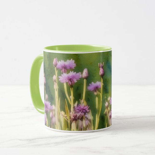 Lila Blumengarten Mais Blume Art Tasse Cup (Vorderseite Links)
