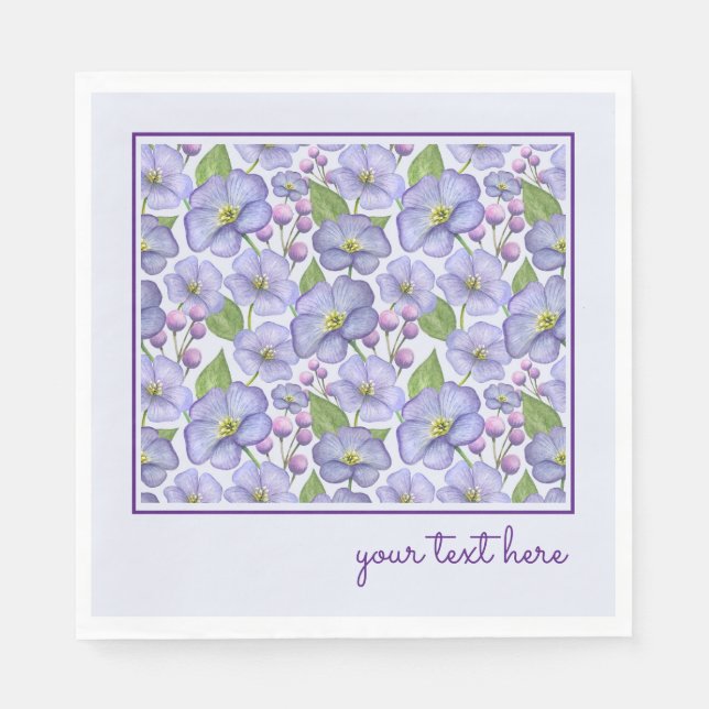 Lila Blumengartenpapier Napkin Serviette (Vorderseite)