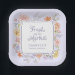 Lila Blumengebäck - Brautparty frisch vom Markt Pappteller<br><div class="desc">Lassen Sie Ihren Brautparty-Tisch verzaubern mit diesen Fresh off the Market Paper Tellern mit Aquarellblumen und elegantem Drehbuch. Ideal für Bauern,  Brautparty,  Frühjahrsgarten-Party oder rustikale Braut-to-be-Feiern.</div>