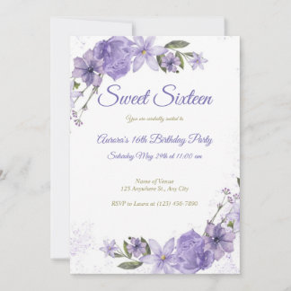 Lila Blumengeburt Einladung