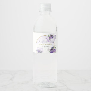 Lila Blumengeburtstagsdusche-Teewasserflaschenetik Wasserflaschenetikett