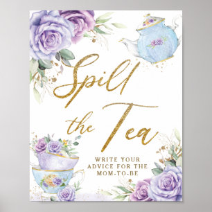 Lila Blumengeburtstagsfeier - Baby Shower - Tea Pa Poster