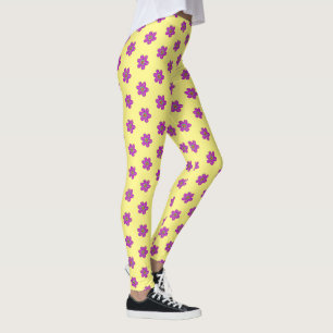 Lila Blumengelb Leggings