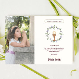 Lila Blumengemeinde danke mit Foto Einladung