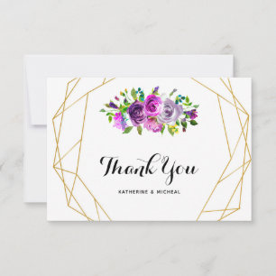 Lila Blumengeometrische Hochzeit Danke Karte