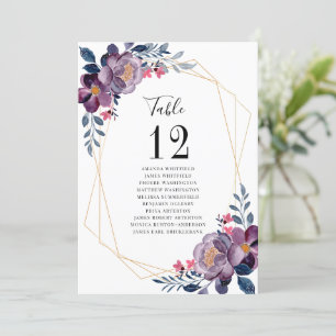 Lila Blumengeometrische Tischnummer Hochzeitssitz
