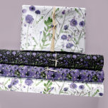Lila Blumengeschenk für Wasserfarben Geschenkpapier Set<br><div class="desc">Elegante Lila grüne Schwarz Aquarell Blume Trio Wrapping Paper Sheets von Jenn Steffen für Studio Posies.</div>