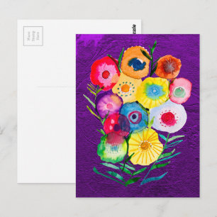 Lila, blumengeschmückte Blume Postkarte