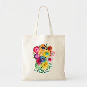 Lila, blumengeschmückte Blume Tragetasche