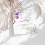 lila blumengeschmückte Hochzeit Einladung<br><div class="desc">Ein Blumendesign in Aquarellfarben mit violetten Blumen. Die Farbe und der Text können nach Ihrem Hochzeitstil bearbeitet werden. Sie können die Textgröße,  den Schriftart und die Platzierung ändern.</div>