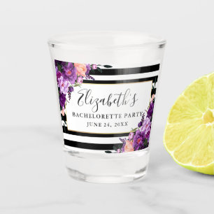 Lila, blumengestreifter Junggeselinnen-Abschied Schnapsglas